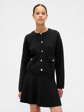 Gap Cotton-Blend Pocket Cardigan Sweater Black